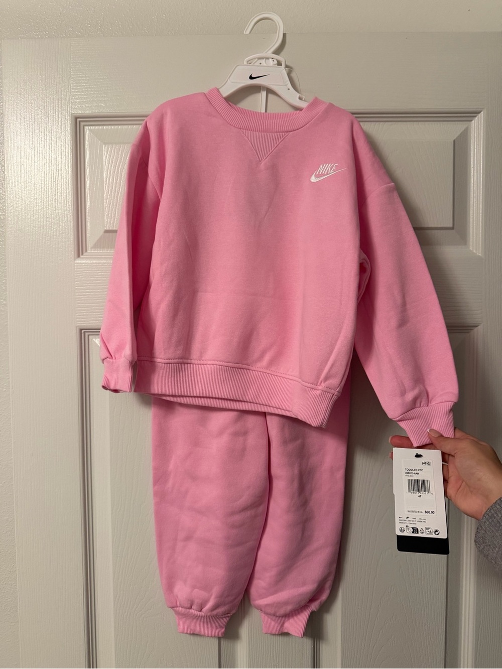Nike Girls Pink Essential Fleece Sweatshirt Jogger Set 4T NWT
